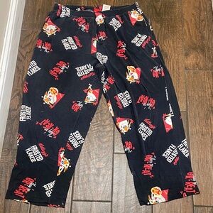 Men’s Kelloggs Cartoon Print Black Pajama Pants Pajama Size L 36/38